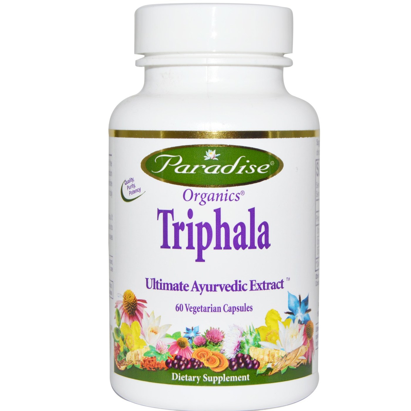 Paradise Ervas Orgânico Triphala Extract - 60 Cápsulas Vegetarianas