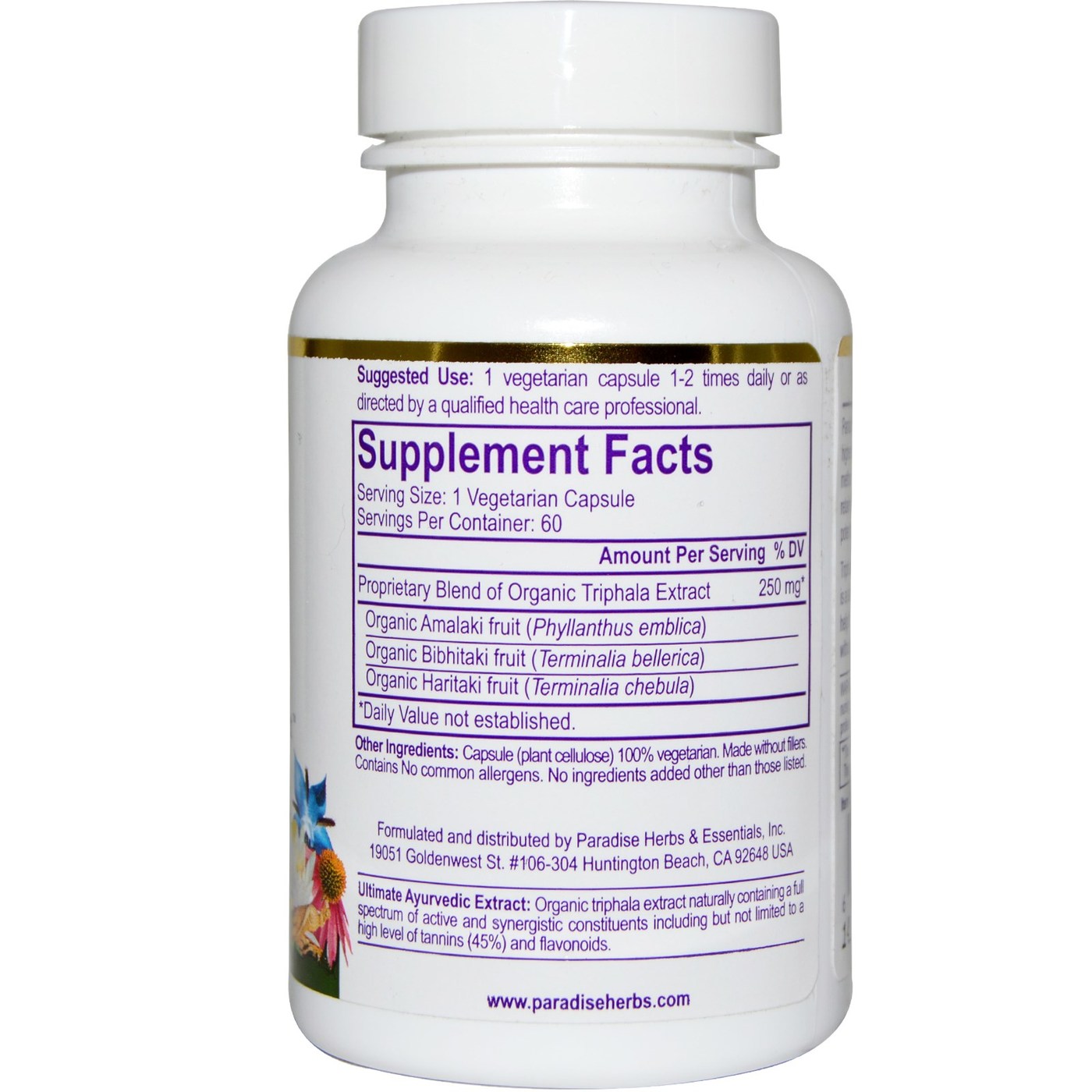 Paradise Ervas Orgânico Triphala Extract - 60 Cápsulas Vegetarianas - Imagem 2