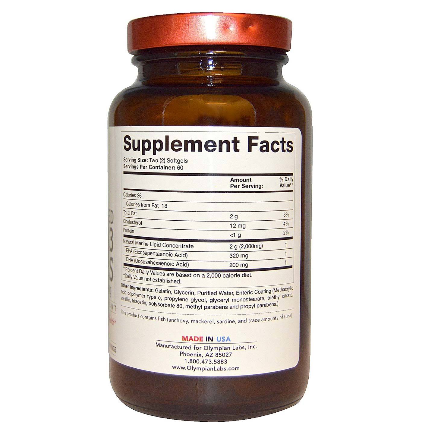 Olympian Labs Revestimento entérico Omega-3 óleo de peixe 120 Cápsulas - Imagem 2