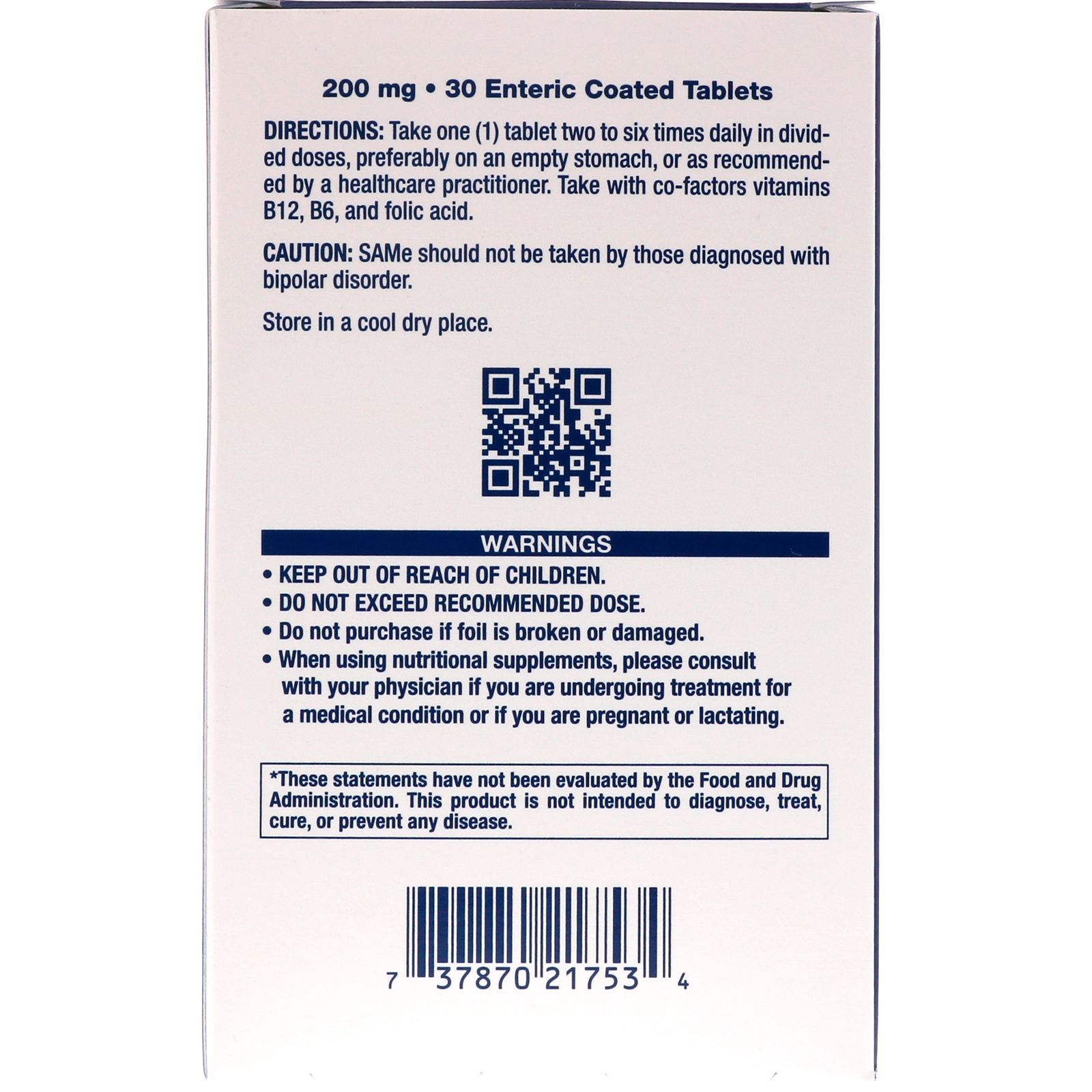 Life Extension, SAMe, 200 mg, 30 Comprimidos com Revestimento Entérico - Imagem 2