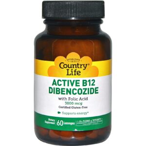 Country Life, Dibecozida B12 Ativa, 3000 mcg, 50 Pastilhas