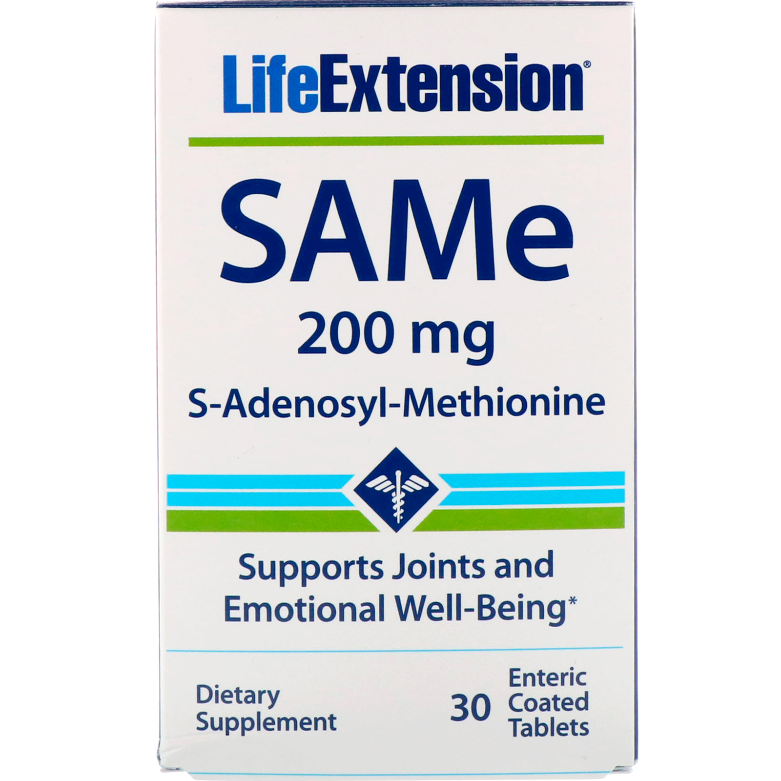 Life Extension, SAMe, 200 mg, 30 Comprimidos com Revestimento Entérico