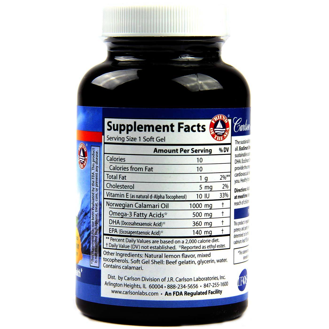 Carlson Labs EcoSmart Omega-3 limão 90 Cápsulas - Imagem 2