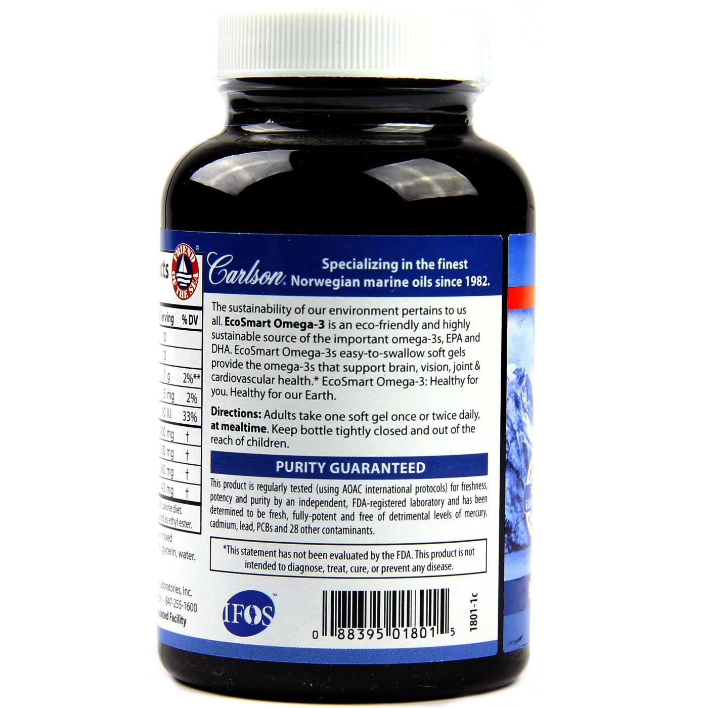 Carlson Labs EcoSmart Omega-3 limão 90 Cápsulas - Imagem 3