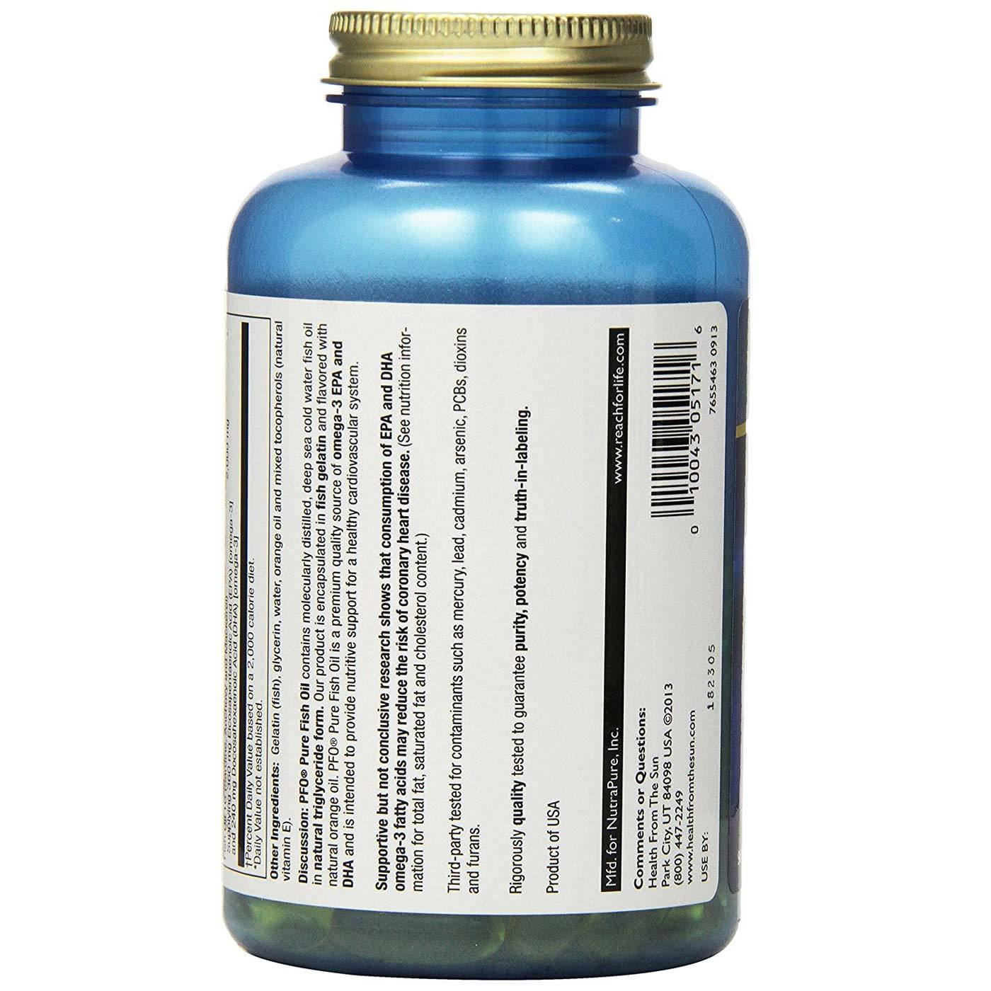 Health From the Sun PFO Pure óleo de peixe laranja 90 Cápsulas - Imagem 3