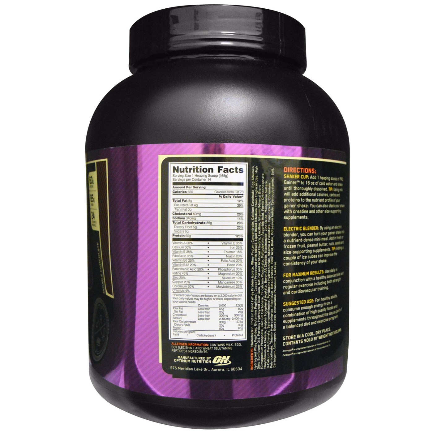 Gainer Pro Complexo Optimum Nutrition Double Rich Chocolate 5.08 lbs/ 2.31 kg - Imagem 2