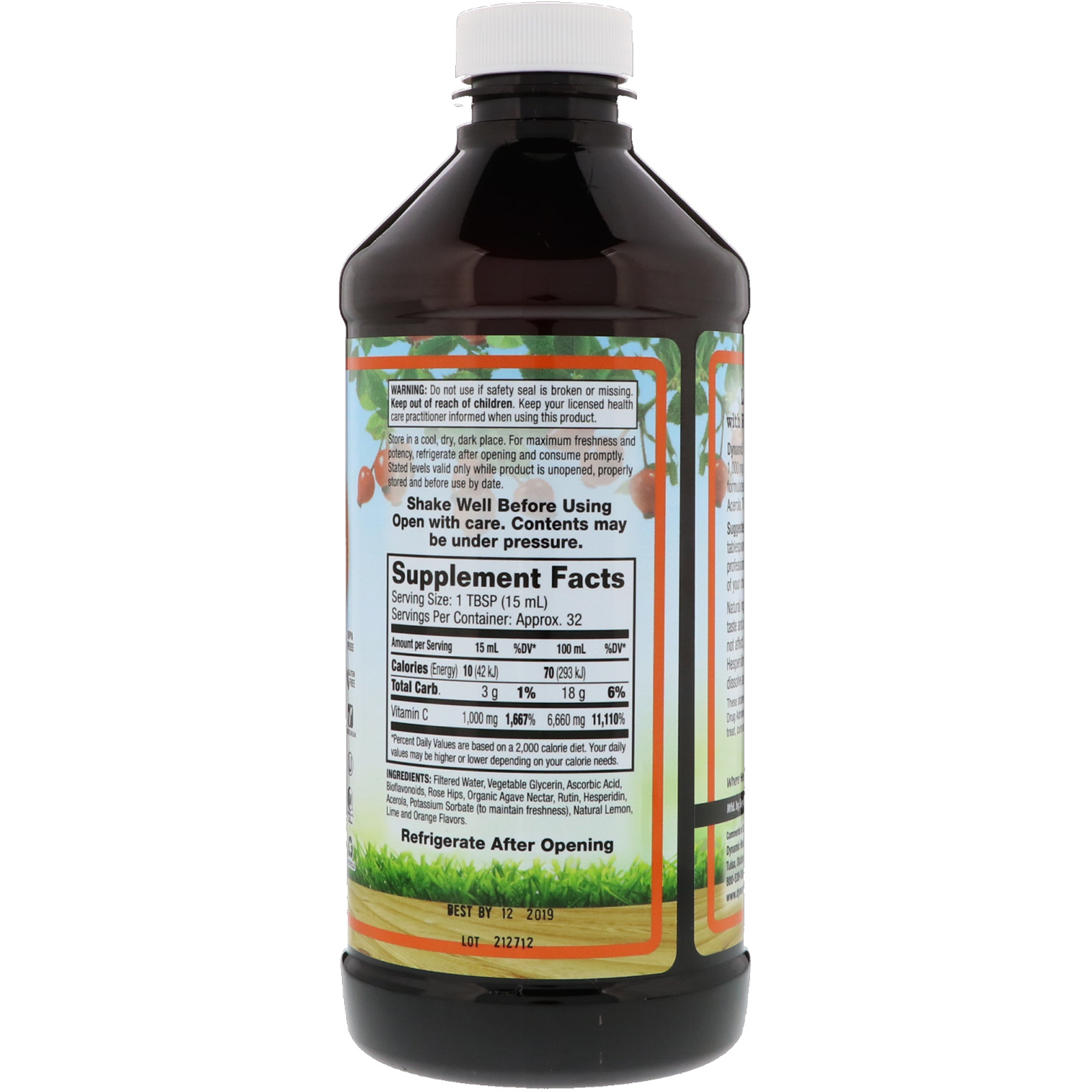 Dynamic Health Laboratories, Vitamina C Líquida, Sabores Naturais de Limão e Lima, 1.000 mg, 16 fl. oz. (473 ml) - Imagem 2
