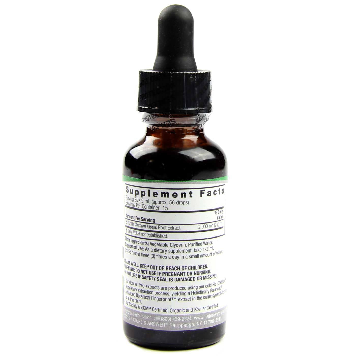 Nature's Answer Bardana Raiz AF Álcool 1 fl oz grátis - Imagem 2