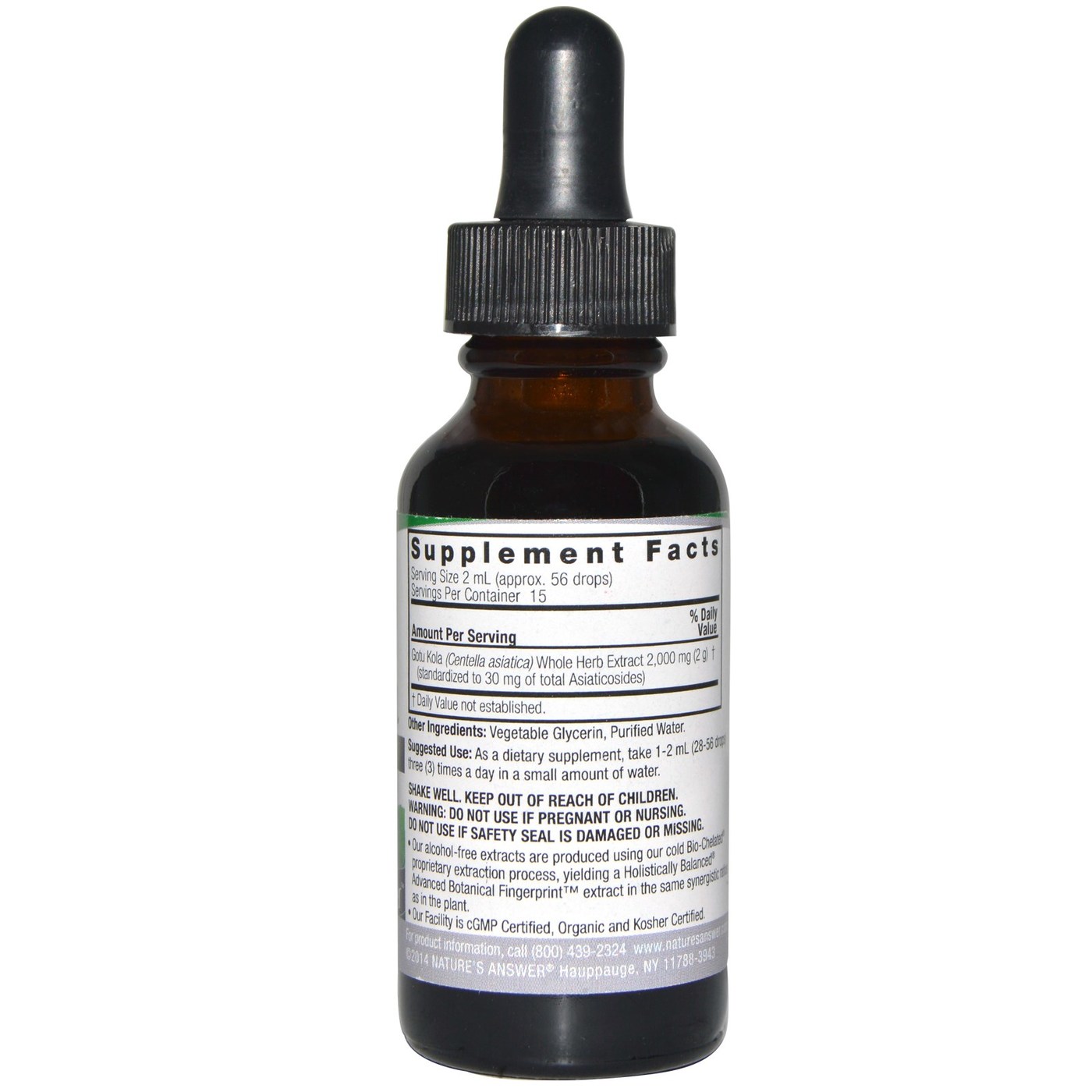Nature's Answer Gotu Kola Erva AF Álcool 1 fl oz grátis - Imagem 2