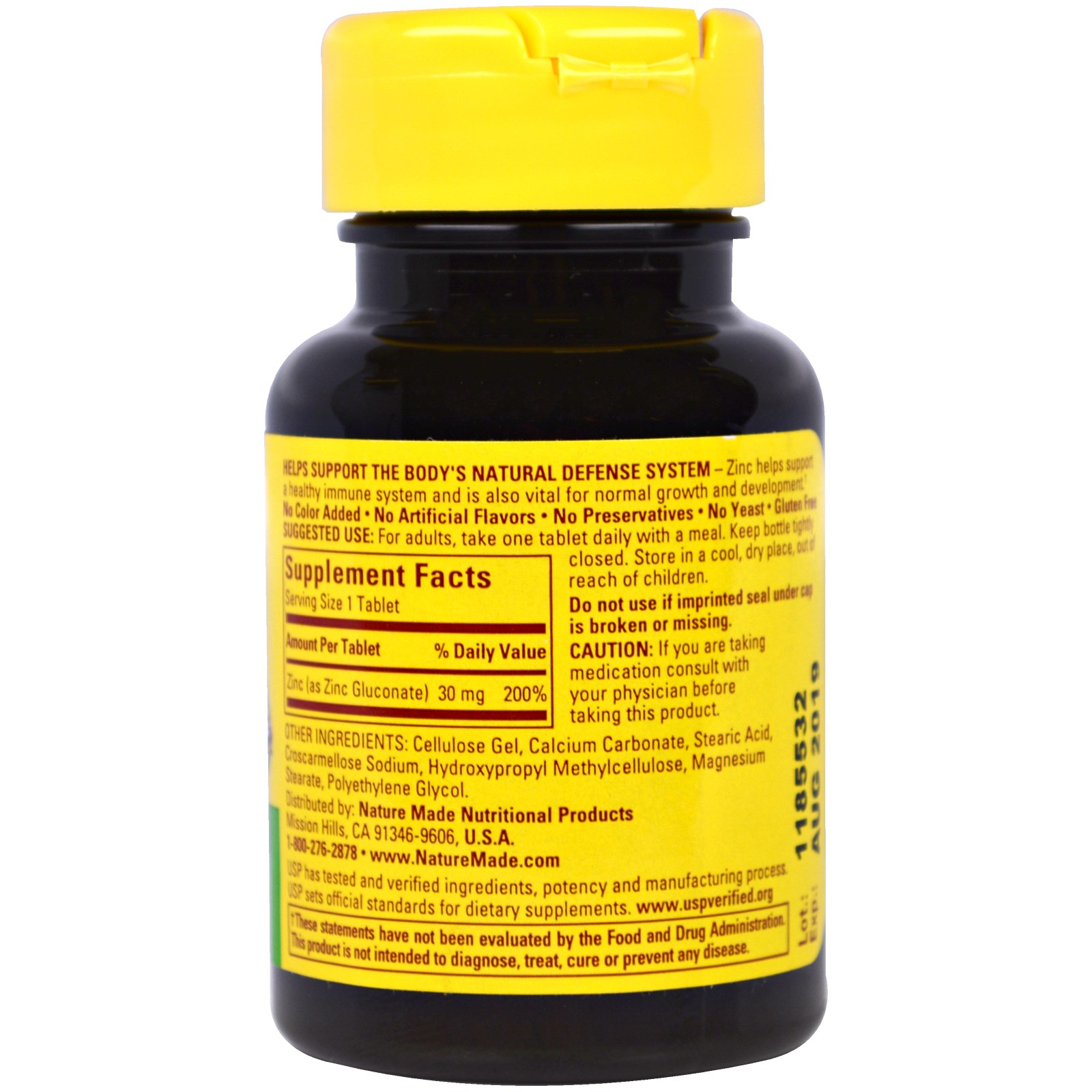 Nature Made, Zinco, 30 mg, 100 Comprimidos - Imagem 2