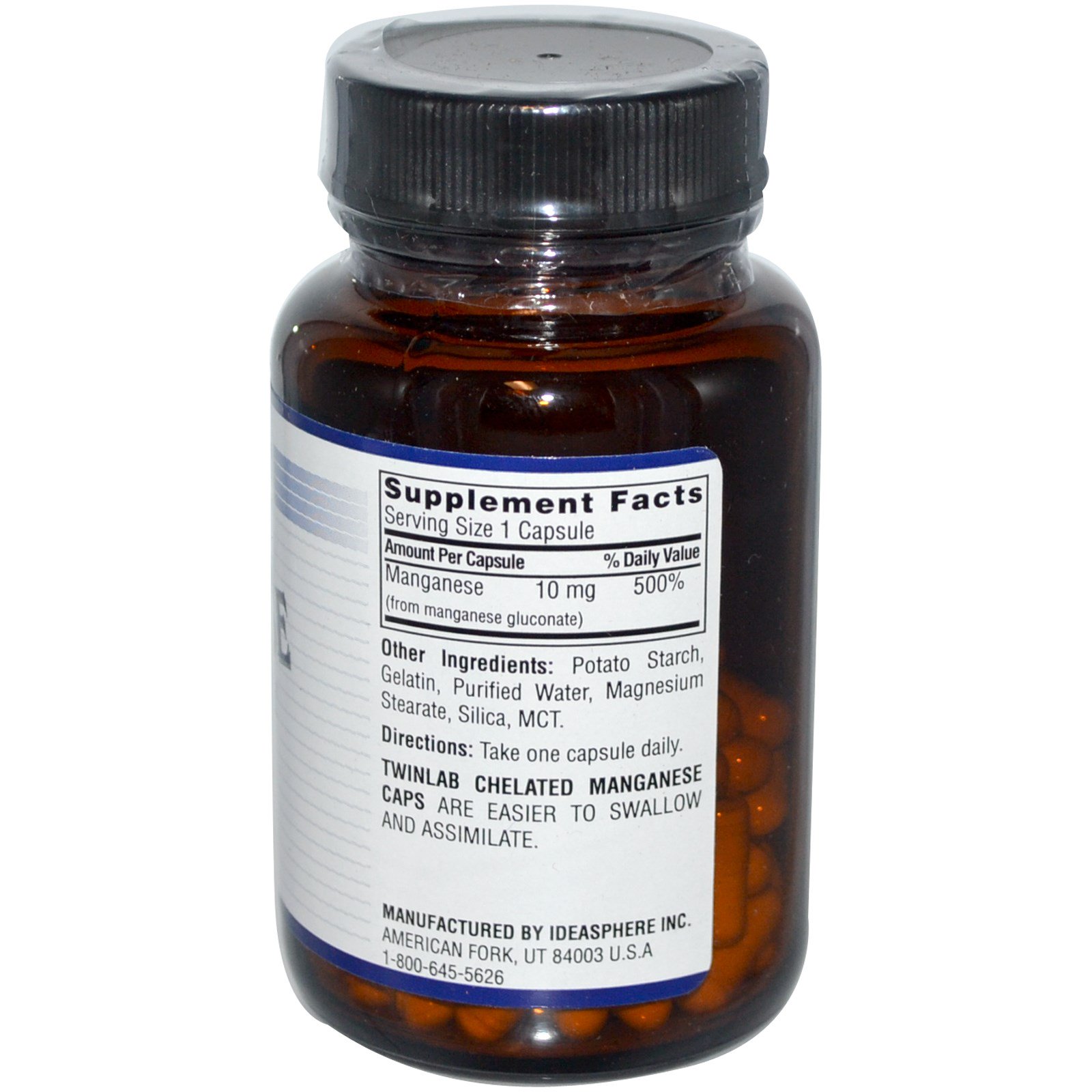 Twinlab, Manganês, 10 mg, 100 cápsulas - Imagem 2
