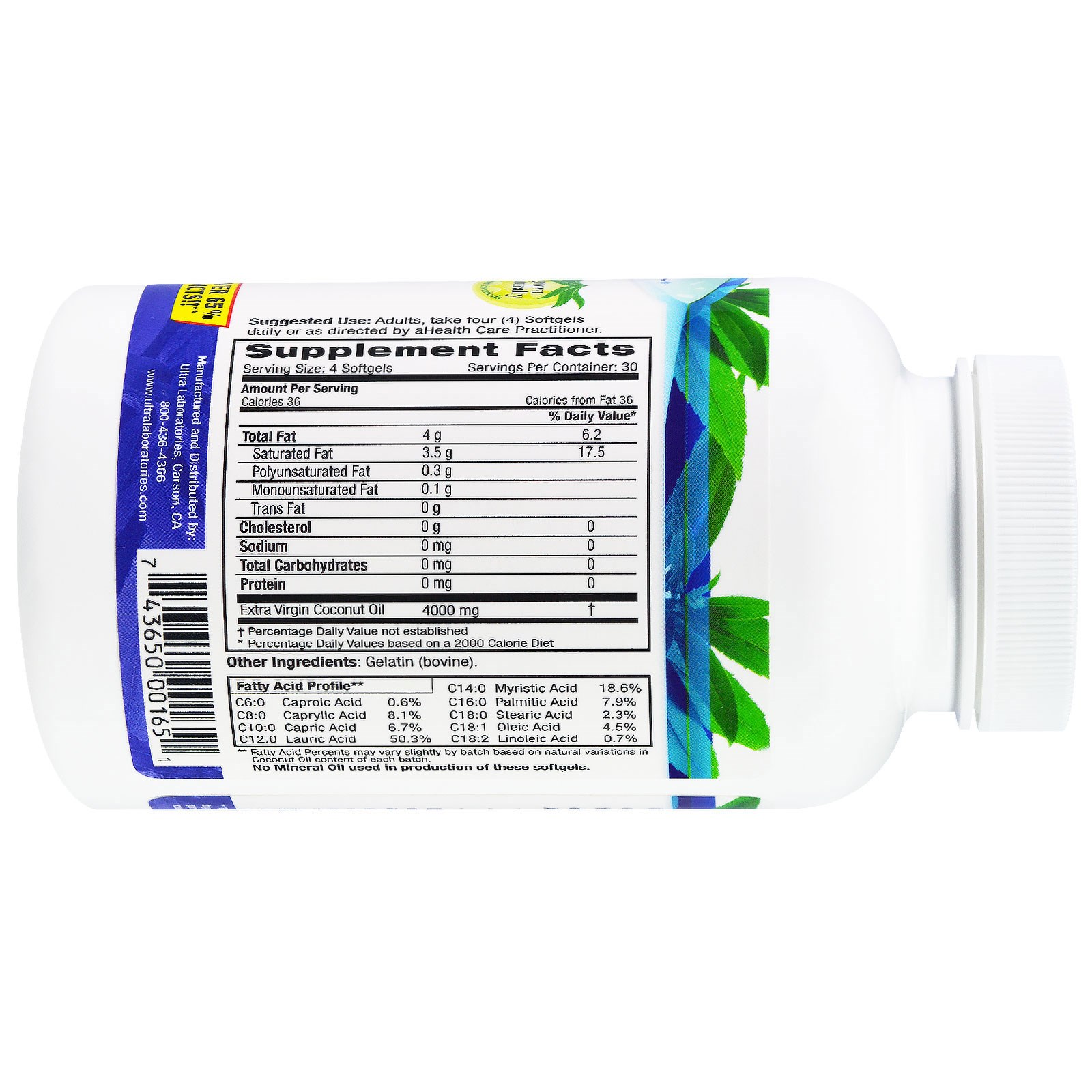 Fruitrients, Óleo de Coco, 100% Natural, Extra Virgem, 120 cápsulas - Imagem 2