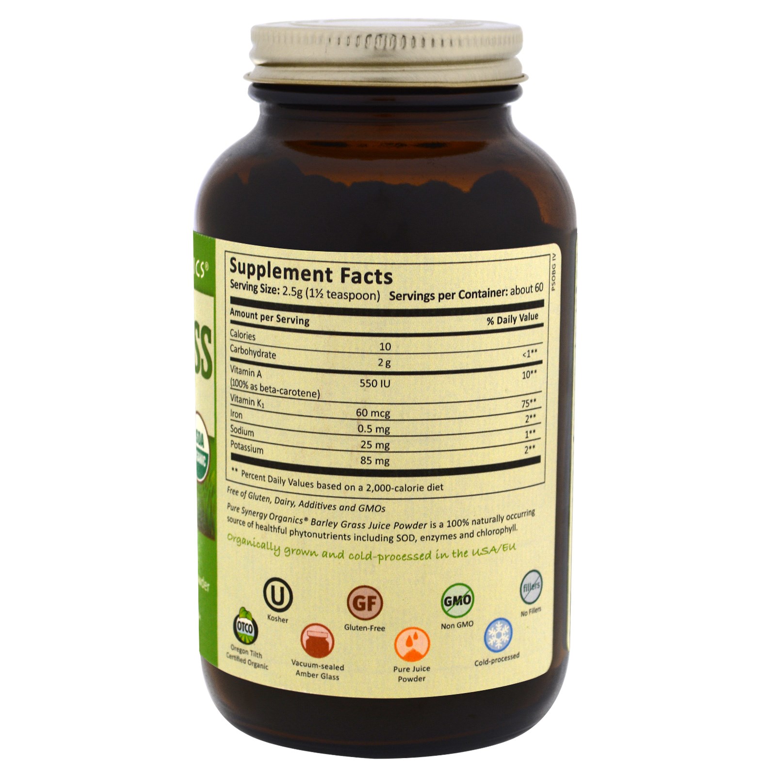 The Synergy Company, Orgânicos Pura Sinergia, Suco de Erva de Cevada em Pó, 5.3 oz (150 g) - Imagem 2