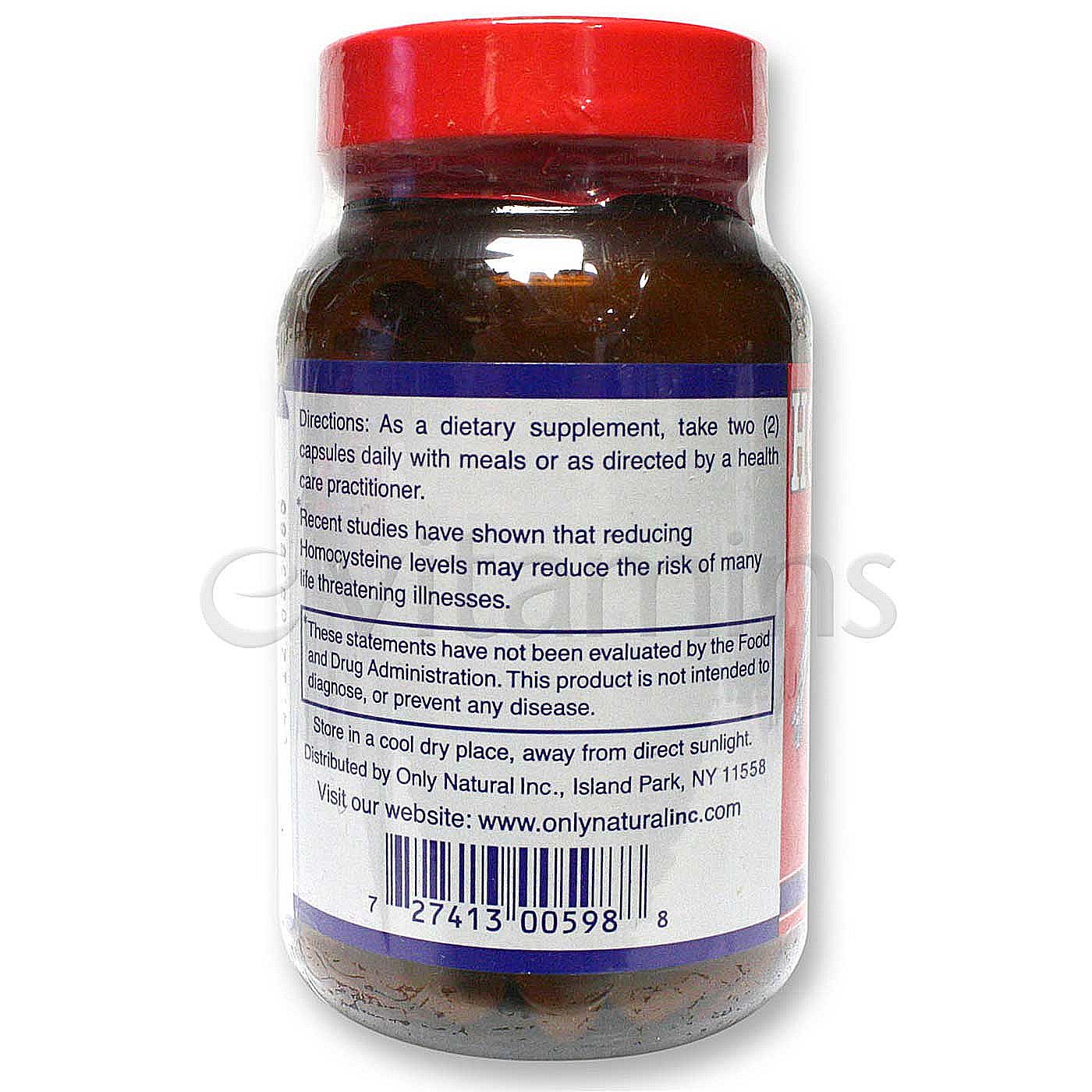 Only Natural A homocisteína Lutador 90 Cápsulas Vegetarianas - Imagem 3