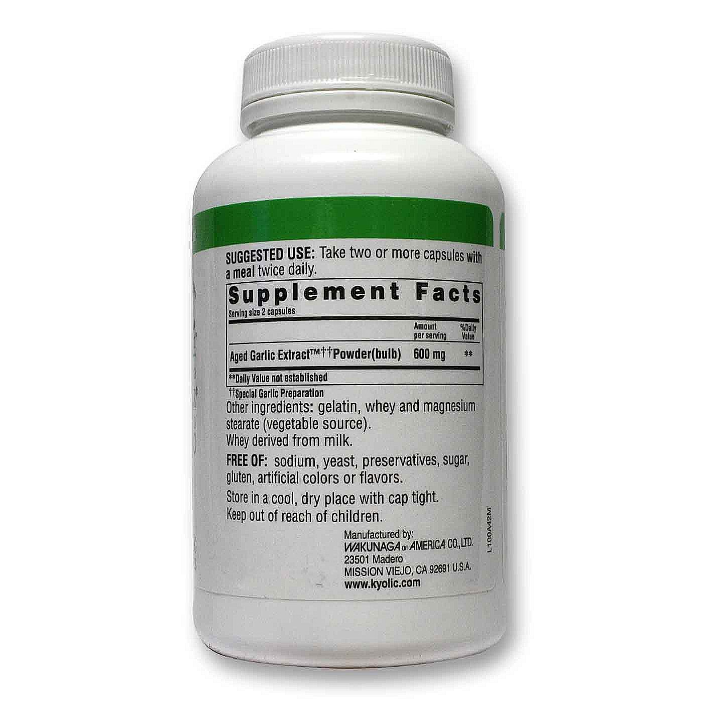 Kyolic Fórmula Kyolic 100 Extrato de alho Cardiovascular - Levedura gratuito 200 Cápsulas - Imagem 2