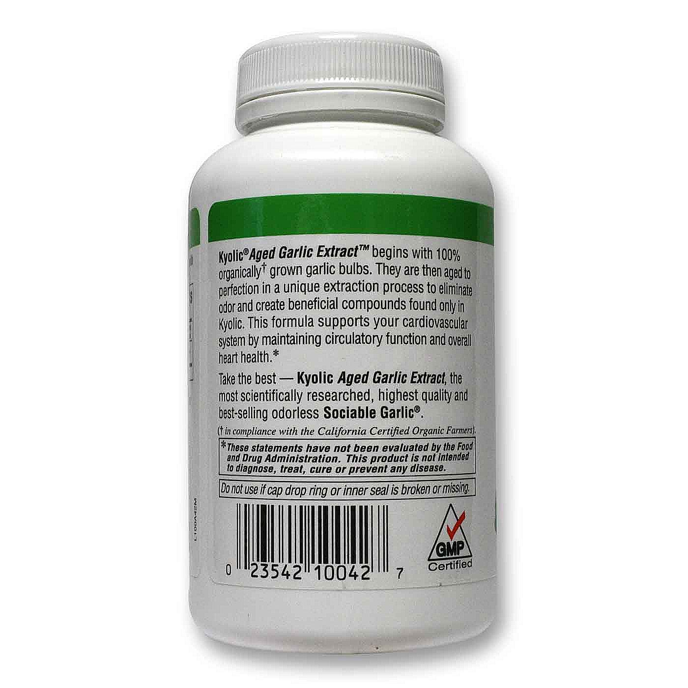 Kyolic Fórmula Kyolic 100 Extrato de alho Cardiovascular - Levedura gratuito 200 Cápsulas - Imagem 3