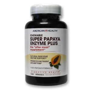 American Health Super Papaya Enzyme Além disso, sem açúcar 180 Tabletes