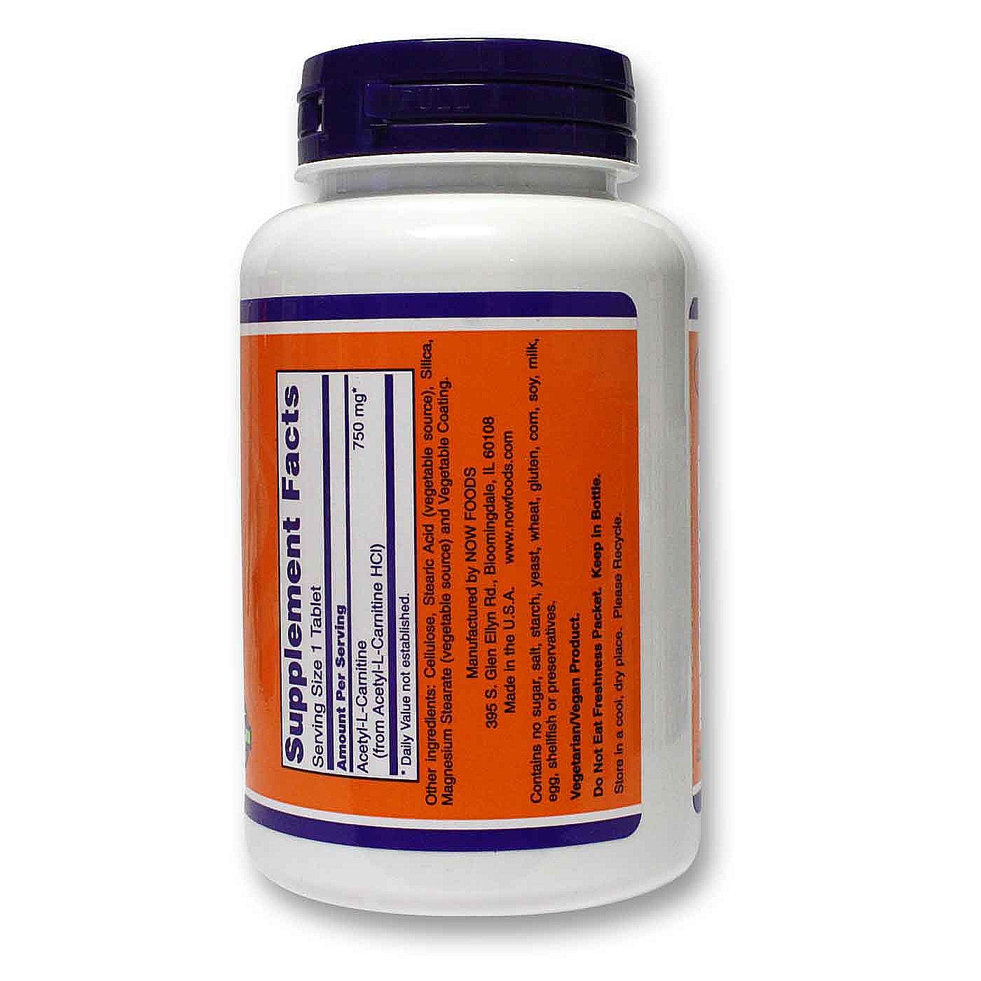 Now Foods Acetil- L-Carnitina 750 mg - 90 Tabletes - Imagem 2