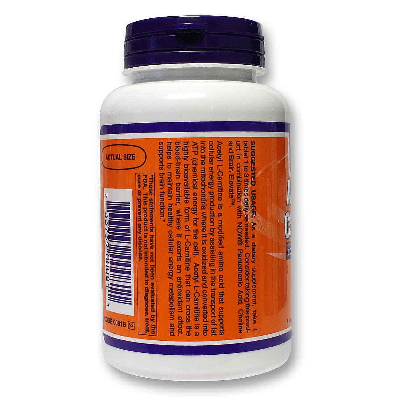 Now Foods Acetil- L-Carnitina 750 mg - 90 Tabletes - Imagem 3