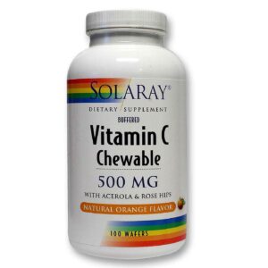 Solaray A vitamina C mastigável Laranja 100 Wafers