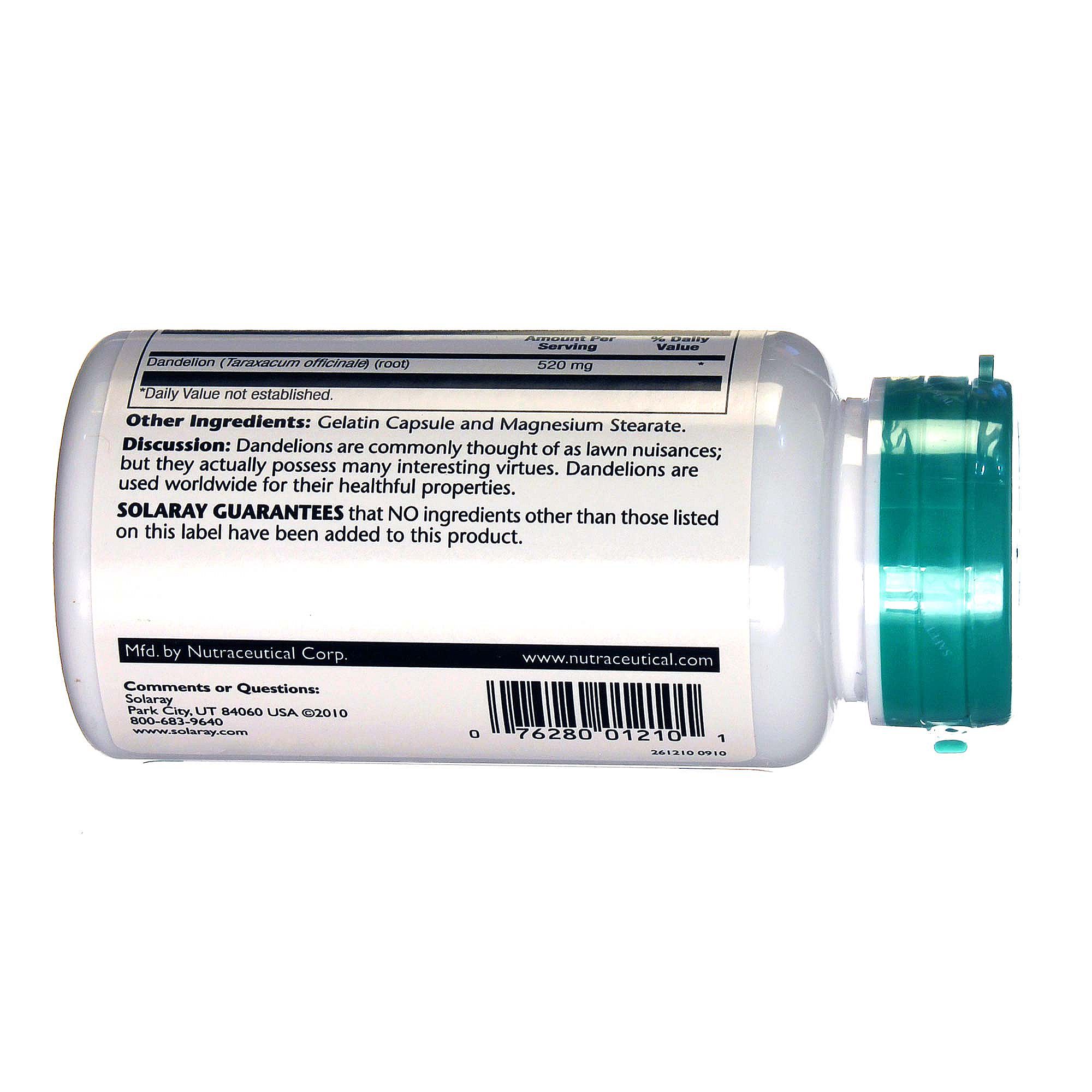 Solaray Dente de Leão Raíz 100 Cápsulas - Imagem 3