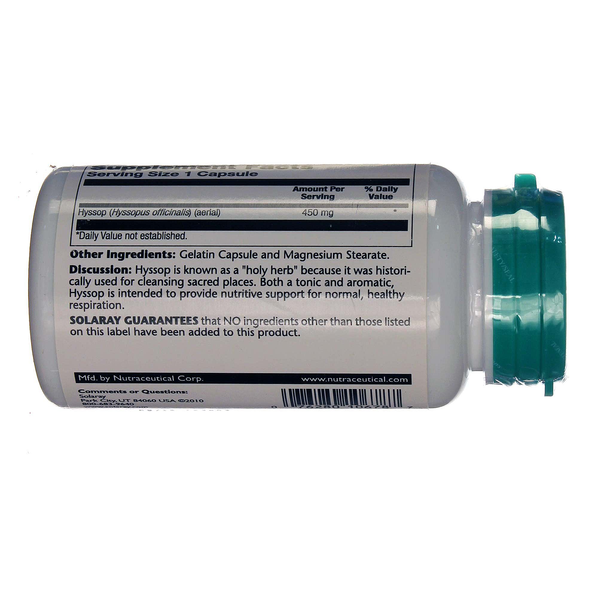 Solaray Hissopo 90 Cápsulas - Imagem 3