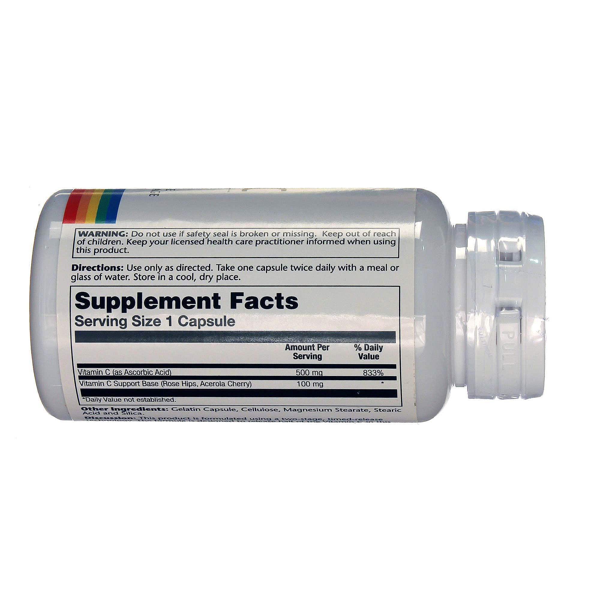 Solaray Dois Estágios Temporário-Lançamento C-500 com Rose Hips e Acerola 100 Cápsulas - Imagem 2