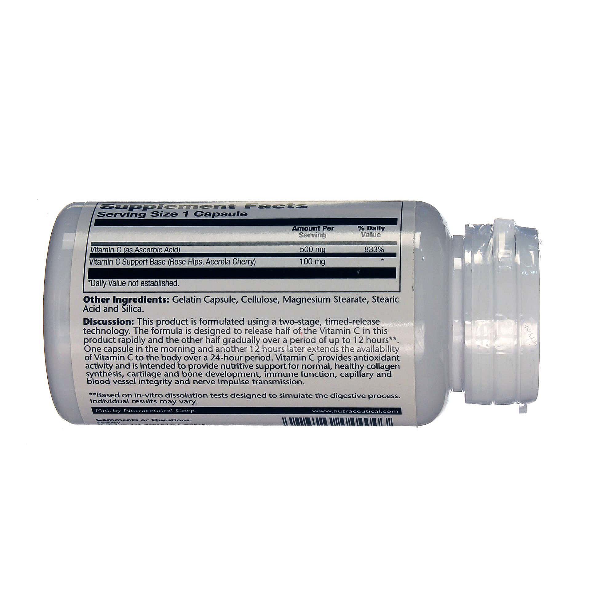 Solaray Dois Estágios Temporário-Lançamento C-500 com Rose Hips e Acerola 100 Cápsulas - Imagem 3