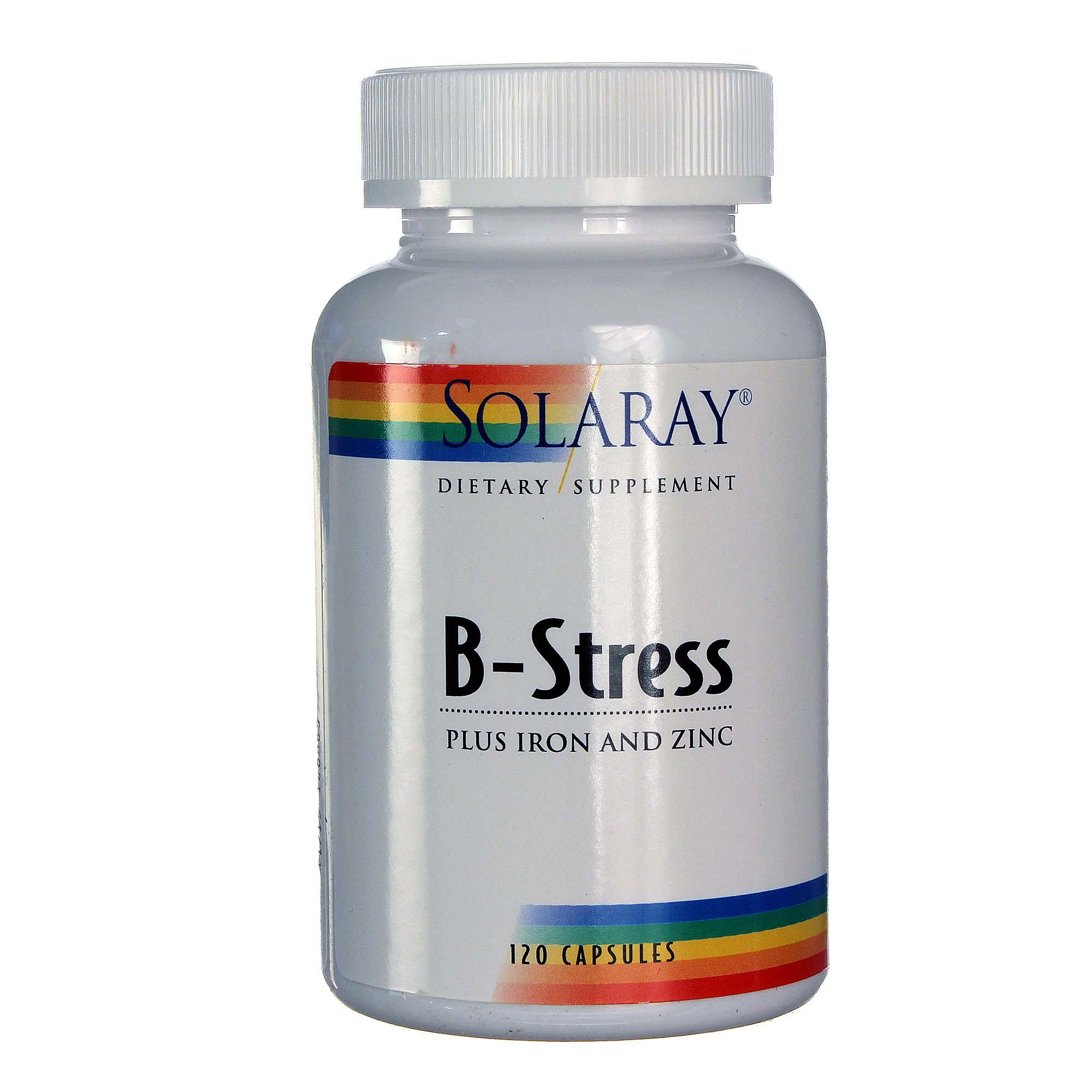 Solaray B-Estresse mais ferro e zinco 120 Cápsulas Vegetarianas