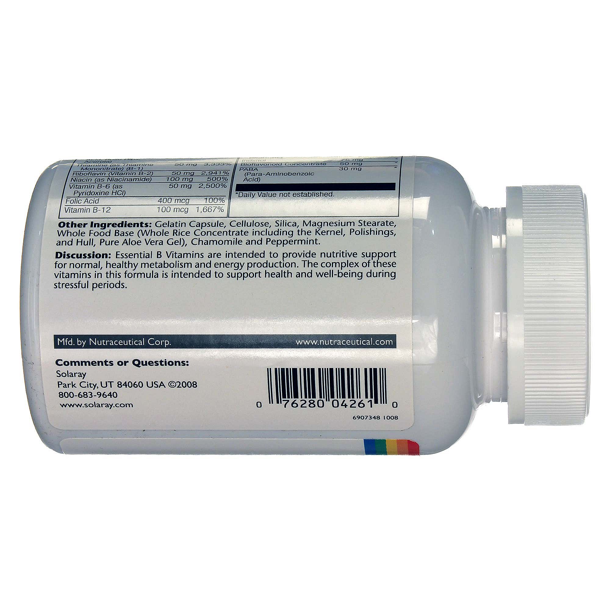 Solaray B-Estresse mais ferro e zinco 120 Cápsulas Vegetarianas - Imagem 4