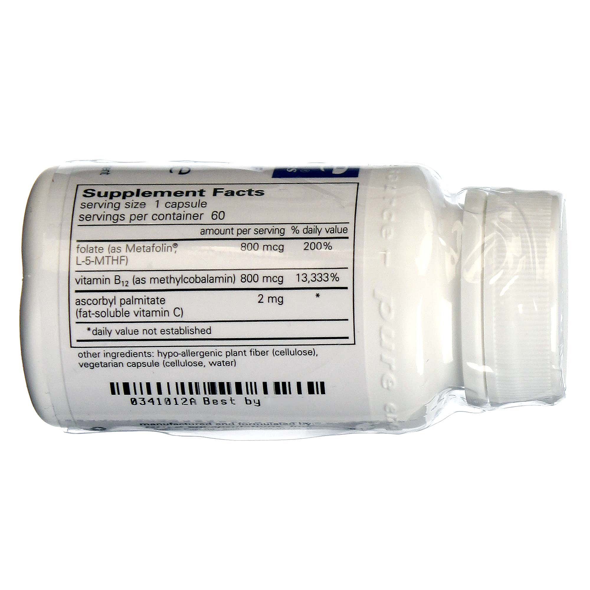 Pure EnCápsulasulations B12 folato 60 Cápsulas Vegetarianas - Imagem 2