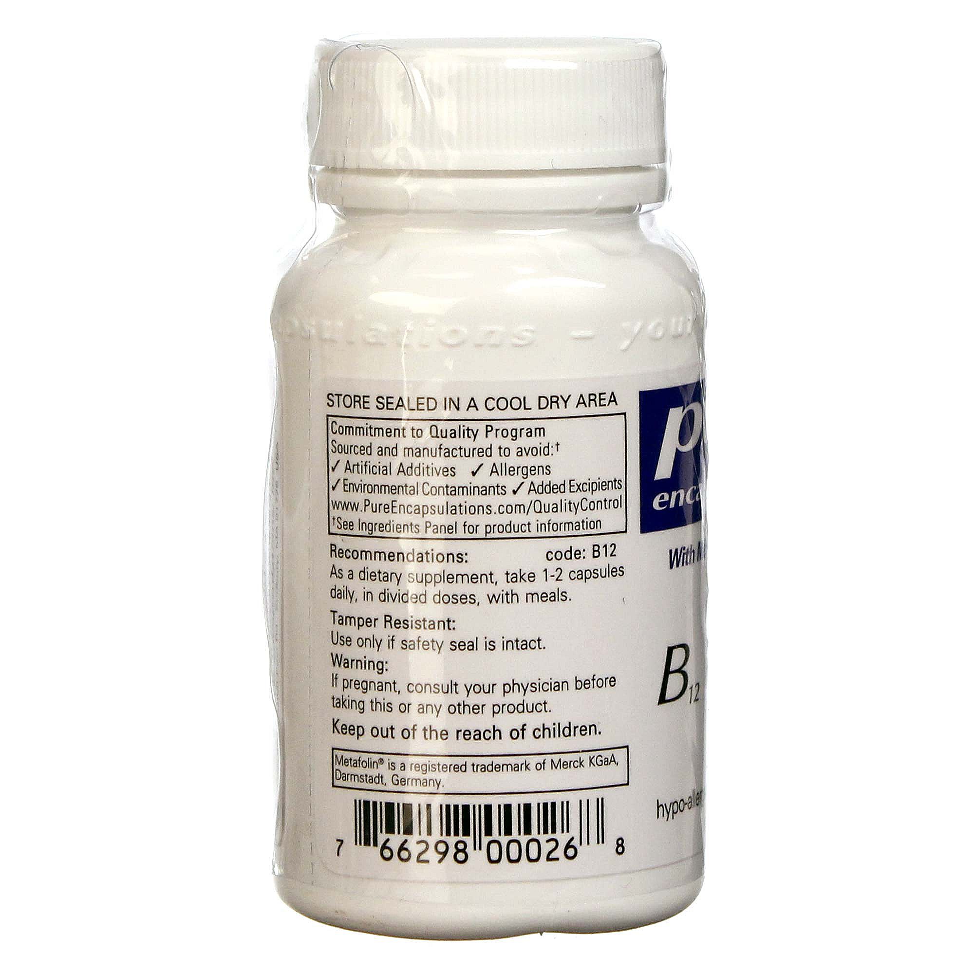 Pure EnCápsulasulations B12 folato 60 Cápsulas Vegetarianas - Imagem 3