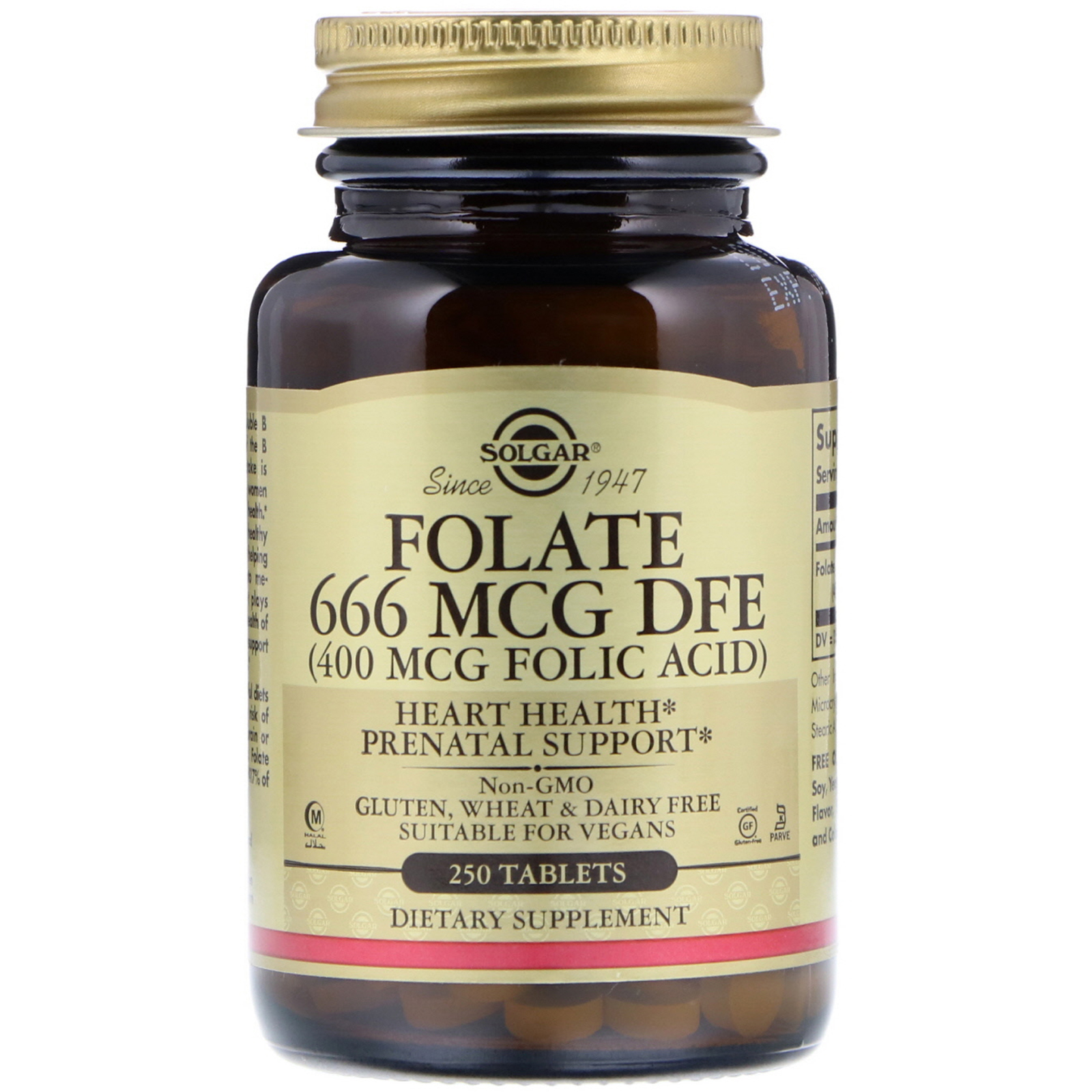 Solgar, Folato, 666 mcg DFE, 250 Comprimidos