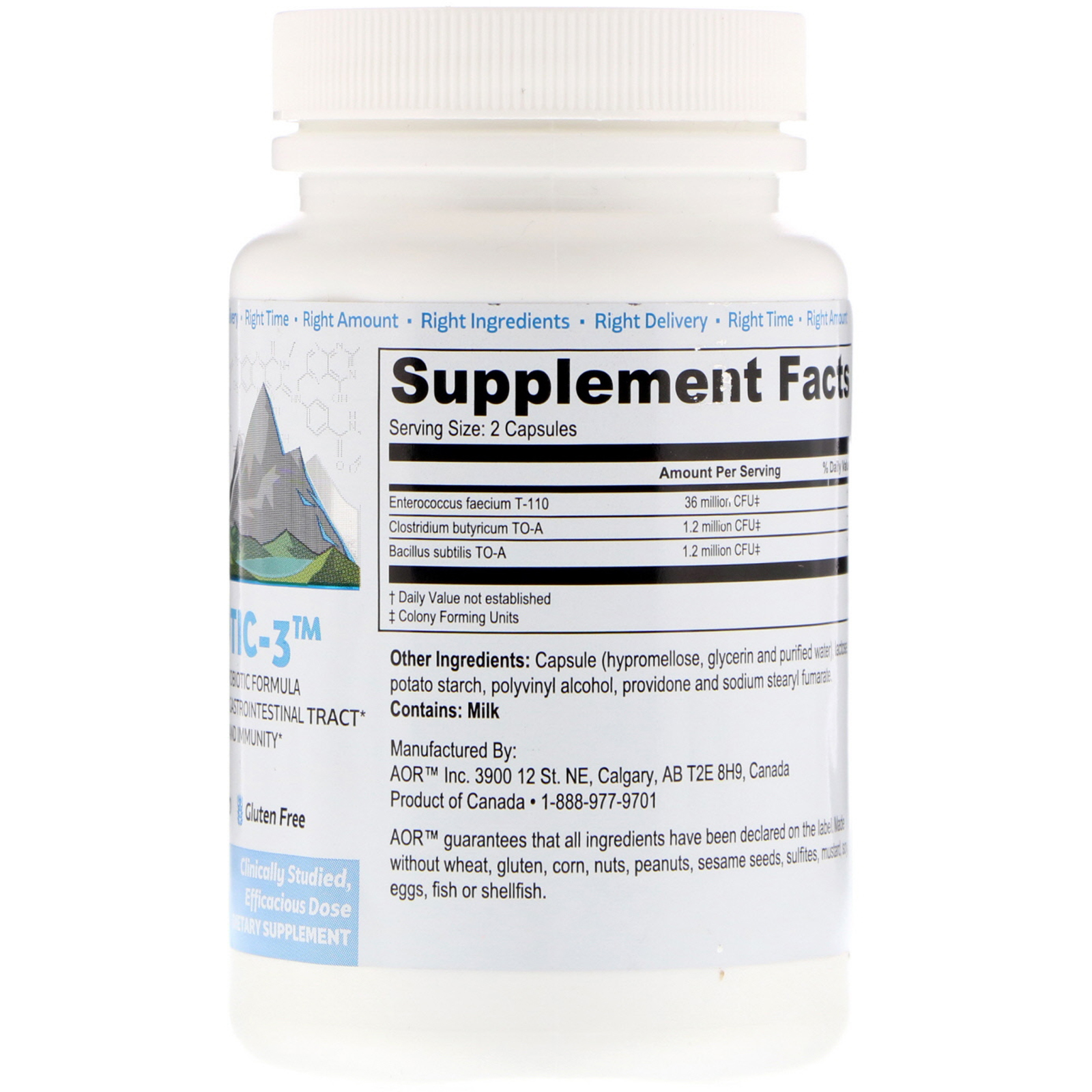 Advanced Orthomolecular Research AOR, Probiótico-3, 90 Cápsulas - Imagem 2