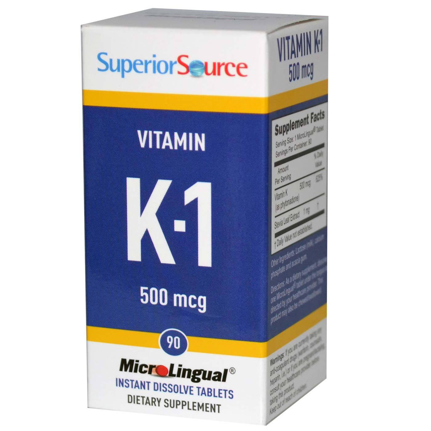 Superior Source Vitamina K1 - 500 mcg - 90 Tabletes