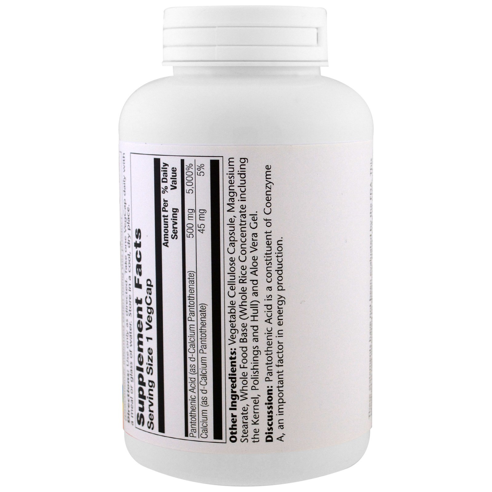 Solaray, Ácido Pantotênico, 500 mg, 250 Cápsulas Vegetais - Imagem 3