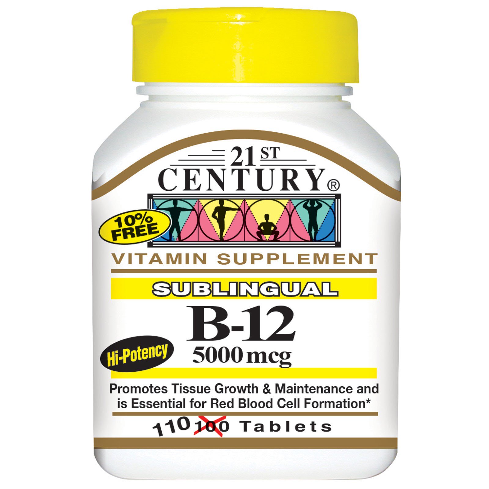 21st Century, Sublingual B-12, 5000 mcg, 110 Comprimidos Sublinguais