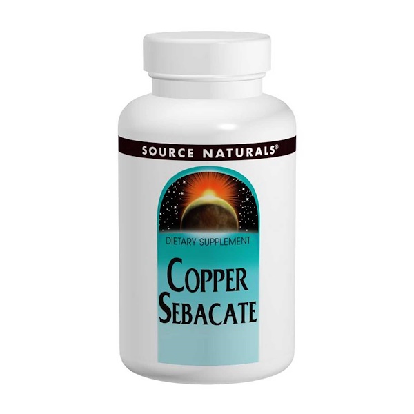 Source Naturals, Sebacate Cobre, 22 mg, 120 Tabletes