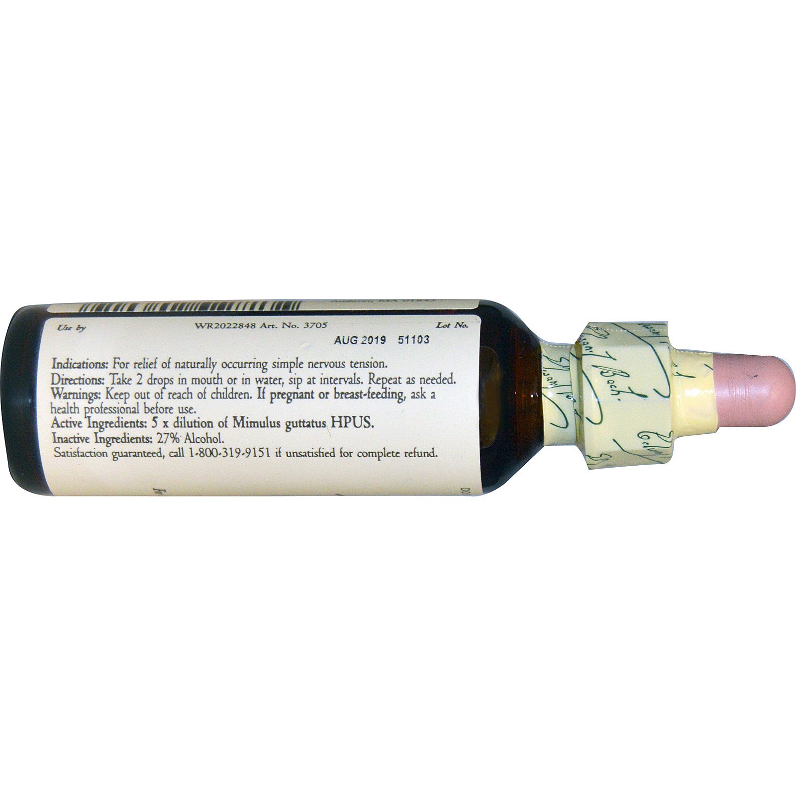 Bach, Essência Floral, Mimulus, 0,7 fl oz (20 ml) - Imagem 2