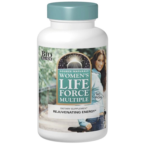 Source Naturals, Multivitamínico Life Force para Mulheres, Sem Ferro, 90 Comprimidos