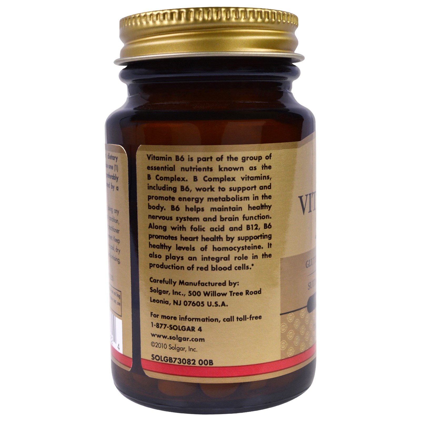 Solgar, Vitamina B6, 25 mg, 100 comprimidos - Imagem 3