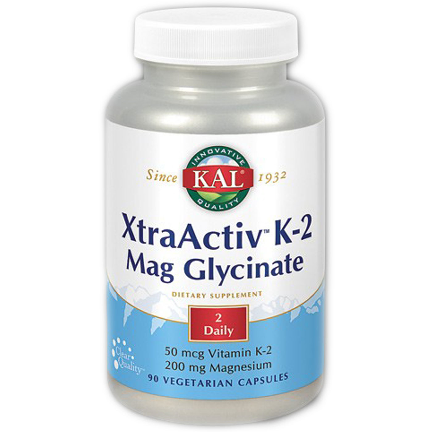 Kal XtraActiv K-2 Mag Glycinate - 90 Cápsulas Vegetarianas