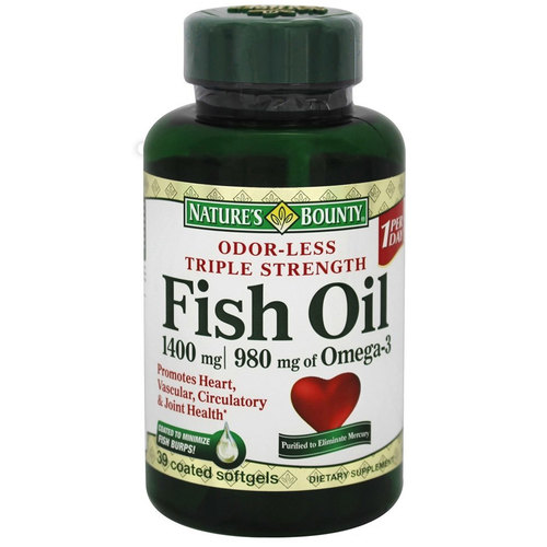 Nature's Bounty Odor-Less Triple Strength Óleo de Peixe - 1,400 mg - 39 Coated Cápsulas em Gel