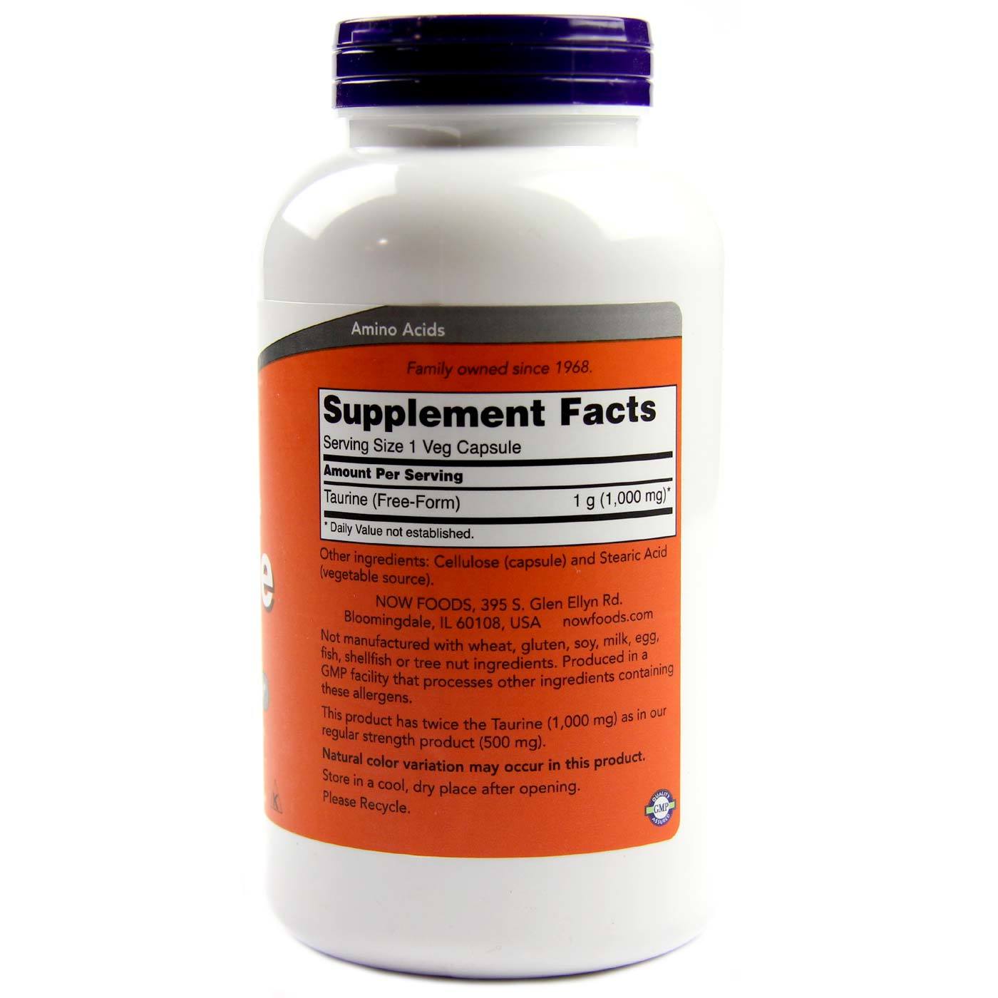 Now Foods, Taurina 1000 mg - 250 Cápsulas - Imagem 2