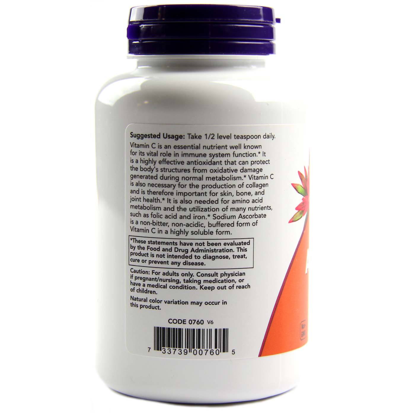 Ascorbato de Sódio em Pó 100% Puro Now Foods 227 g - Imagem 3