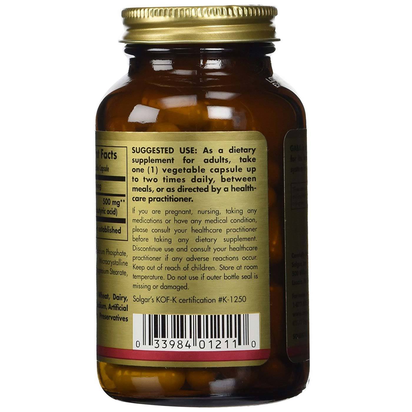 Solgar, GABA 500 mg - 100 Cápsulas Vegetarianas - Imagem 3