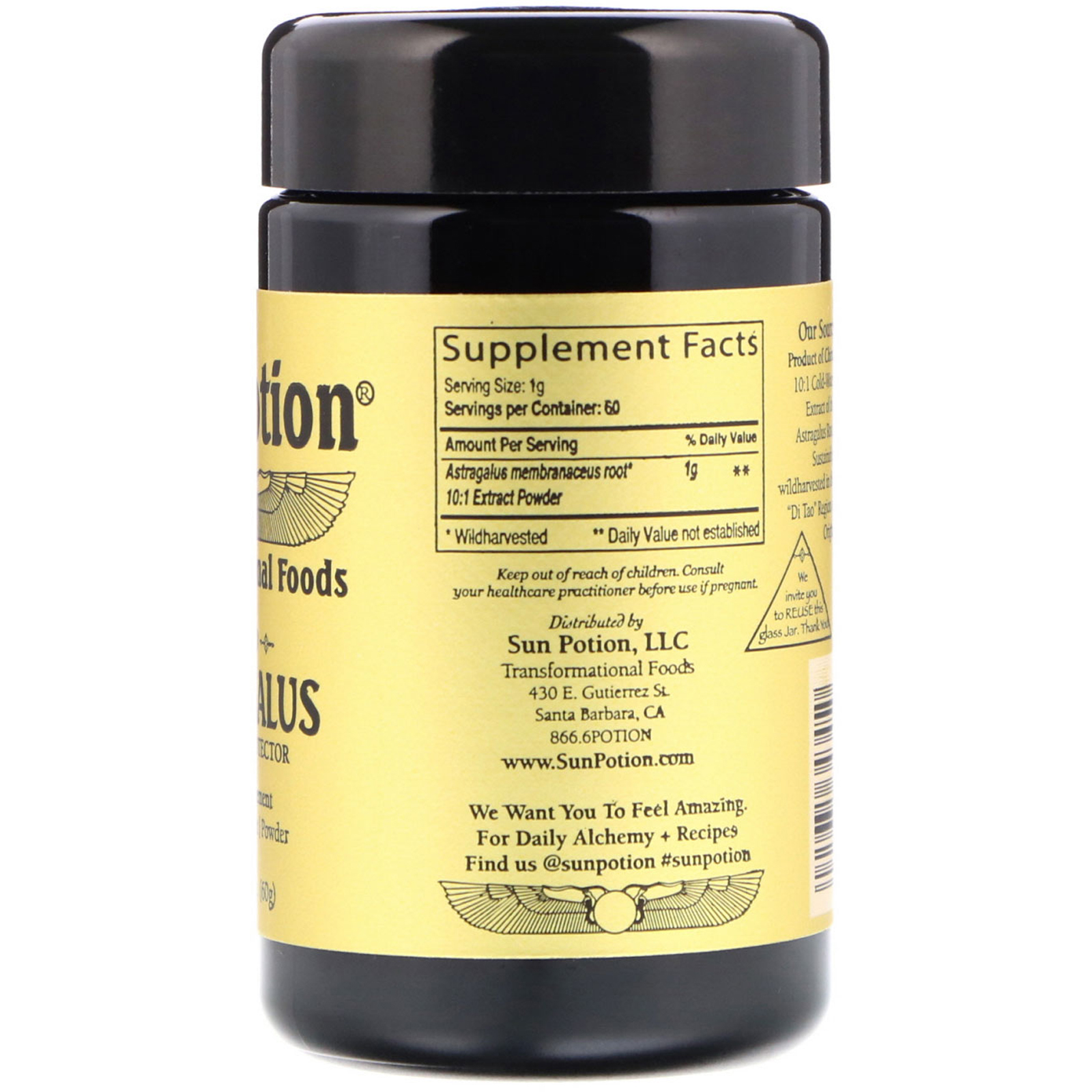 Sun Potion, Astragalus em Pó, Selvagem, 80 g - Imagem 2