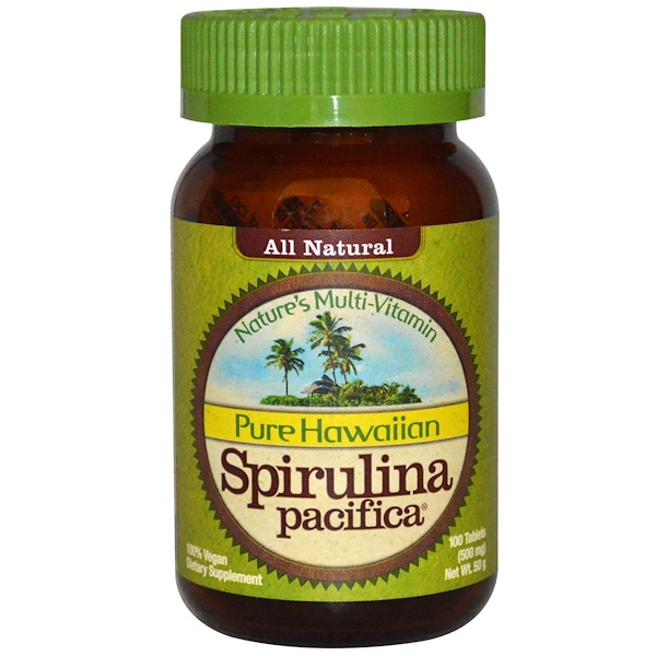 Nutrex Hawaii, Pura Spirulina Pacifica do Havaí, Polivitamínico Nature, 500 mg, 100 tabletes