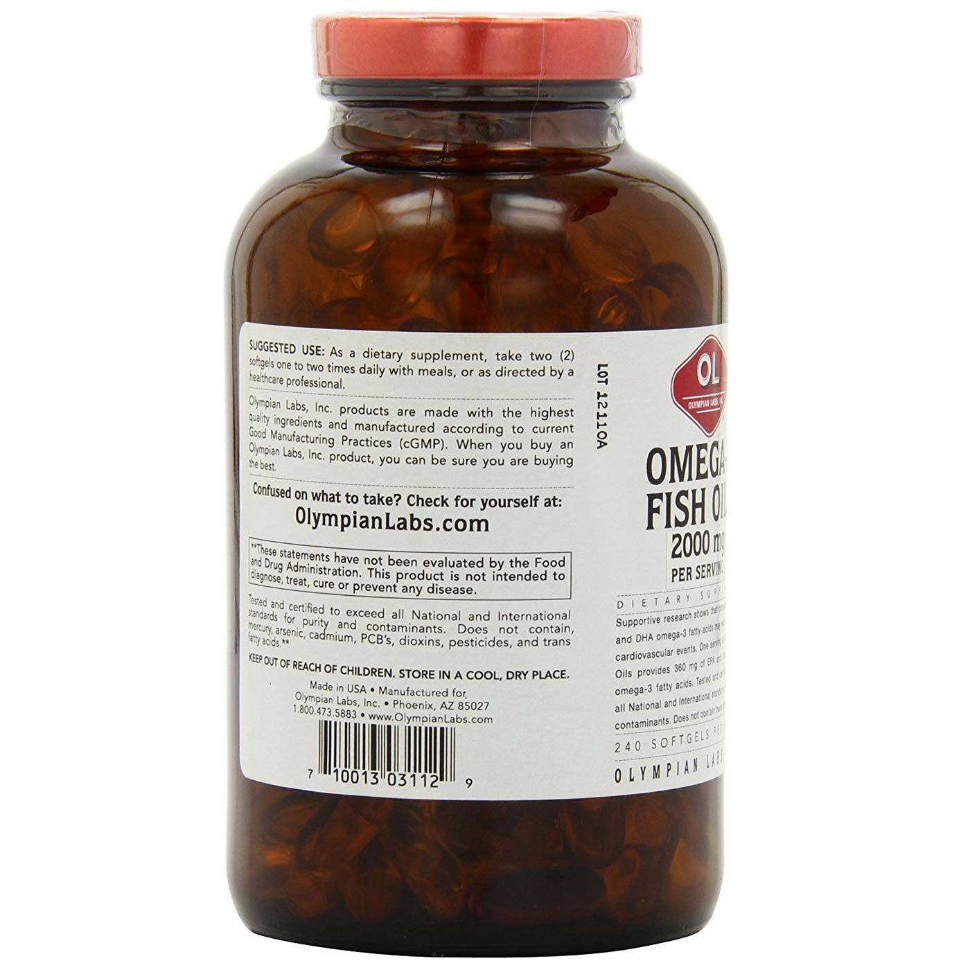 Olympian Labs Omega-3 óleo de peixe 240 Cápsulas - Imagem 3