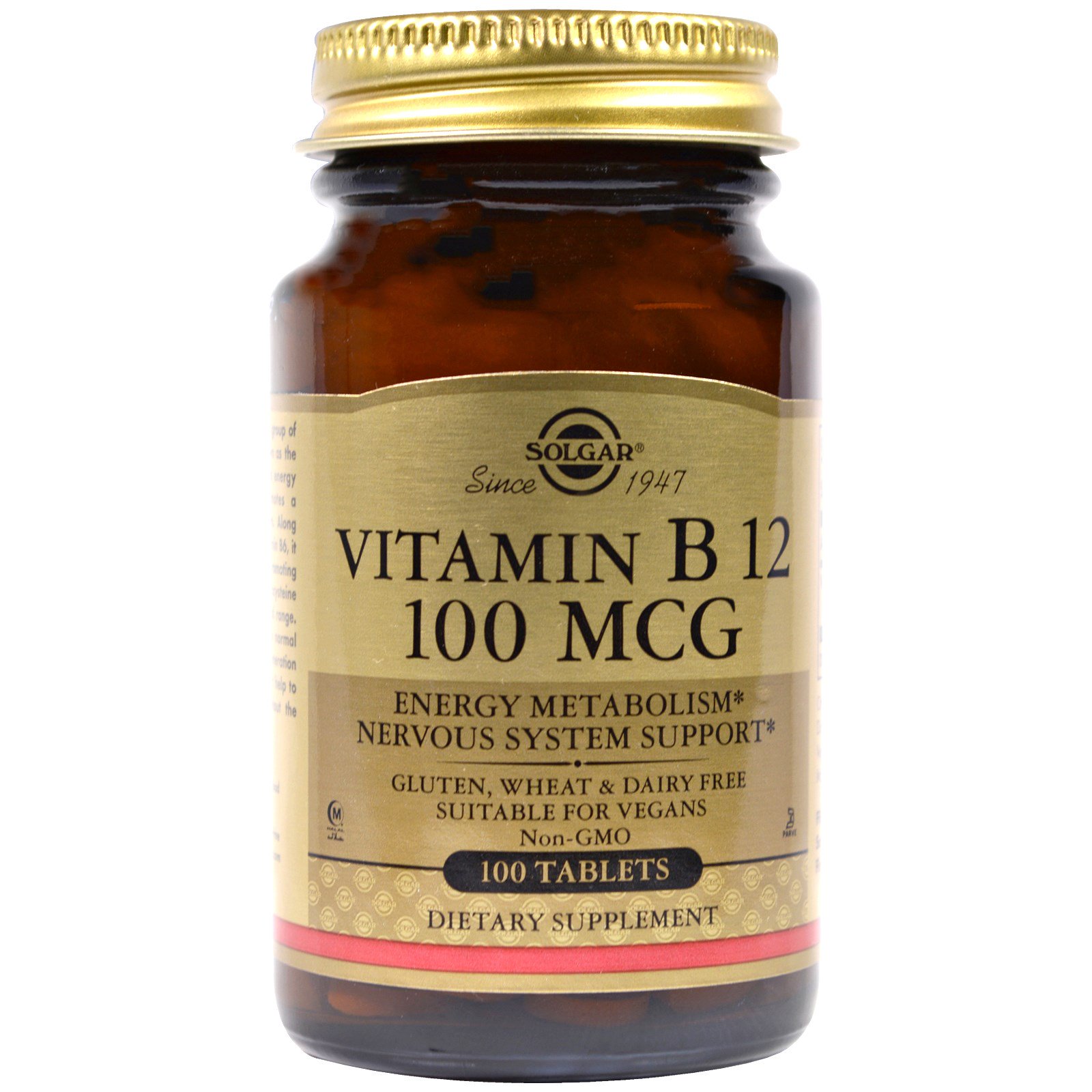 Solgar, Vitamina B12, 100 mcg, 100 comprimidos